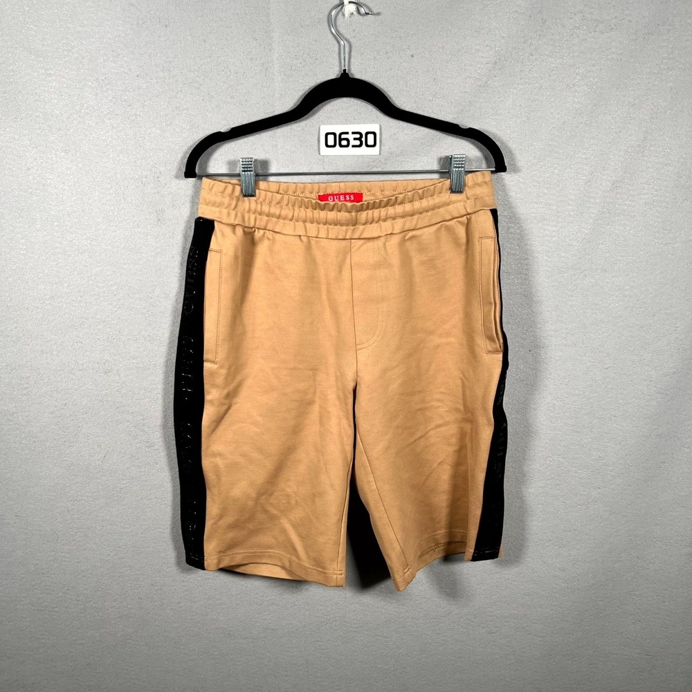 Guess Los Angeles Andrew Logo Shorts Mens XS‎ Brown Black Logo Running Workout